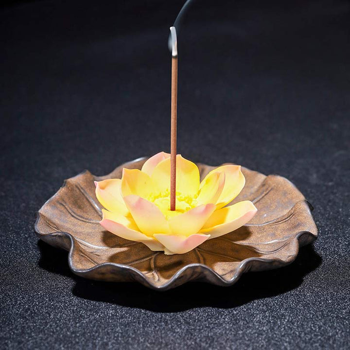 Decoración de quemador de incienso con bendición de loto tibetano