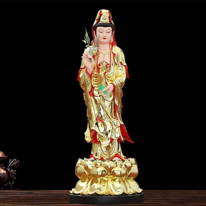 Estatuilla de Chenrezig Bodhisattva Avalokitesvara, estatua de resina de armonía, decoración del hogar - Oro - image 4