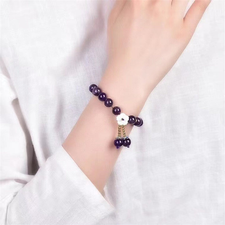 Pulsera de curación espiritual con flor de cristal de amatista natural con Buddha Stones