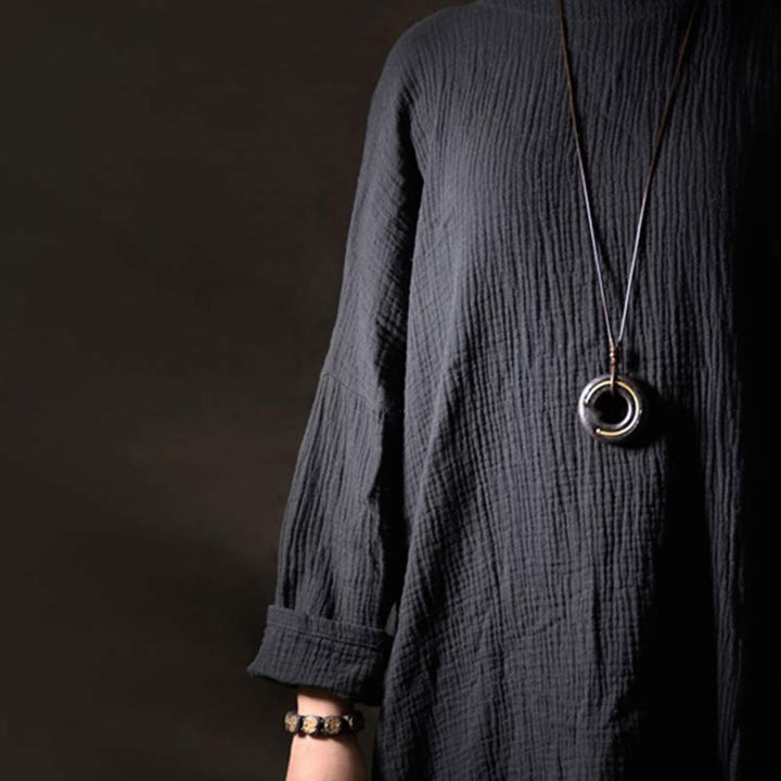 Collar con colgante de madera de ébano con círculo zen y Buddha Stones - image 3