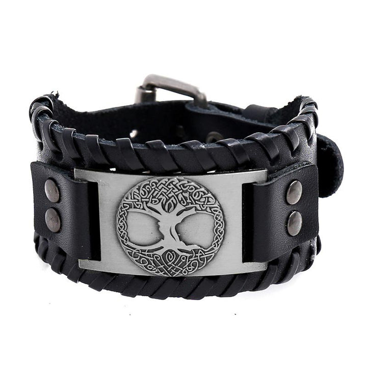 Pulsera De Cuero Equilibrio Árbol De La Vida De La Suerte Con Buddha Stones