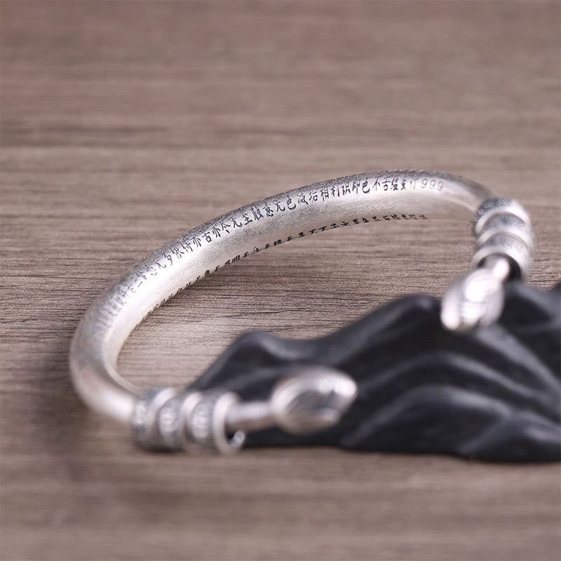 Pulsera de plata de ley 999 con Buddha Stones con forma de corazón Sutra Om Mani Padme Hum grabado paz pureza