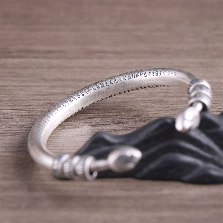 Pulsera de plata de ley 999 con Buddha Stones con forma de corazón Sutra Om Mani Padme Hum grabado paz pureza