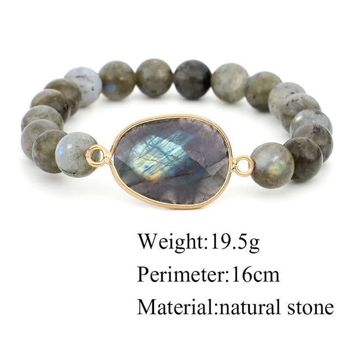 Pulsera de cuentas curativas con soporte de piedra lunar de labradorita natural de Buddha Stones
