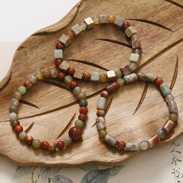 Pulsera de protección de ágata jaspe de sedimento marino de piedra natural de Buddha Stones