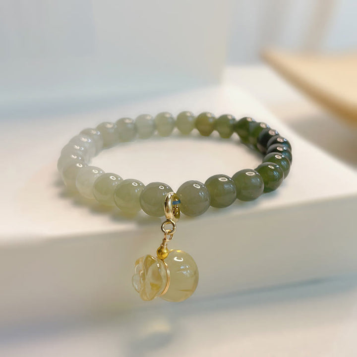 Pulsera de prosperidad con cuentas de jade natural hetiano con Buddha Stones