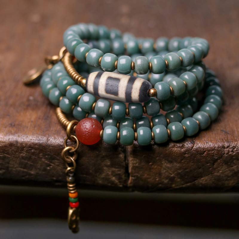 Pulsera de sabiduría de cuentas Dzi de semillas Bodhi de 108 cuentas Mala
