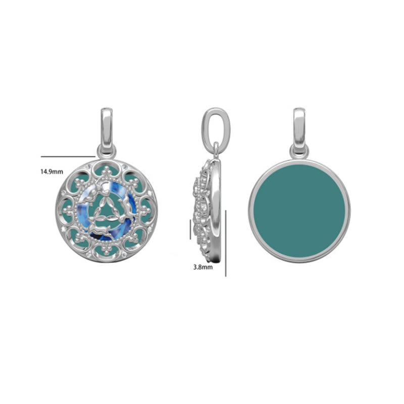 Colgante de plata de ley 925 con Buddha Stones , redondo, turquesa, tres conejos