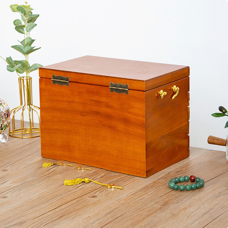 Caja de joyería de madera maciza retro con Buddha Stones, caja de almacenamiento de joyería de madera de cuatro capas