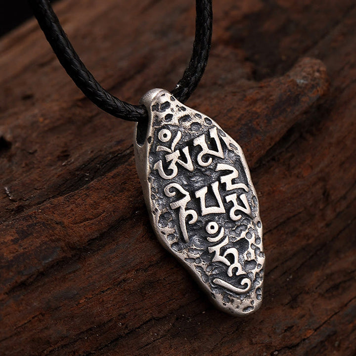 Colgante de plata de ley 925 tibetana con Buddha Stones Om Mani Padme Hum Dorje Vajra, colgante de fuerza grabado - image 4