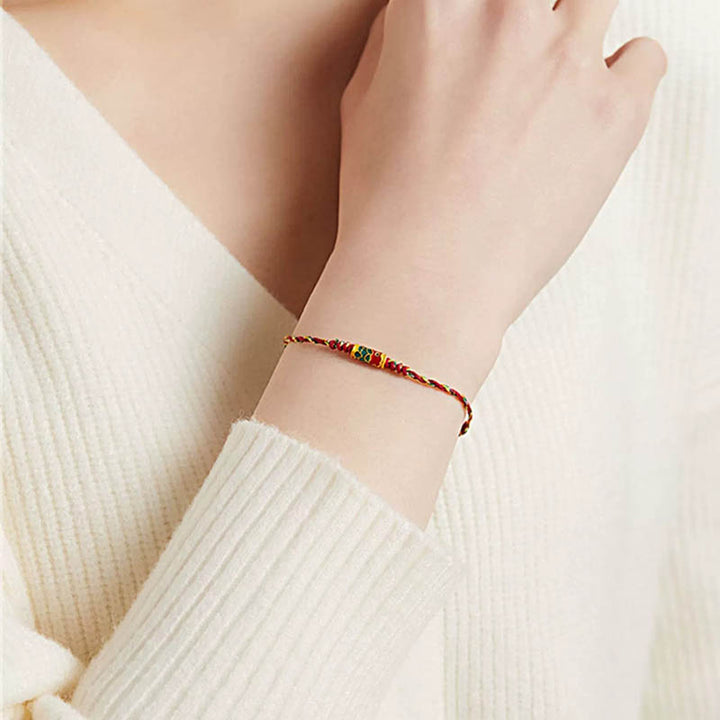 Pulsera de cuerda trenzada hecha a mano con Buddha Stones, pez Koi, prosperidad y prosperidad