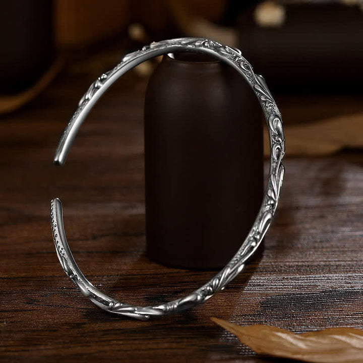 Brazalete de plata de ley 925 con diseño de vides hechas a mano