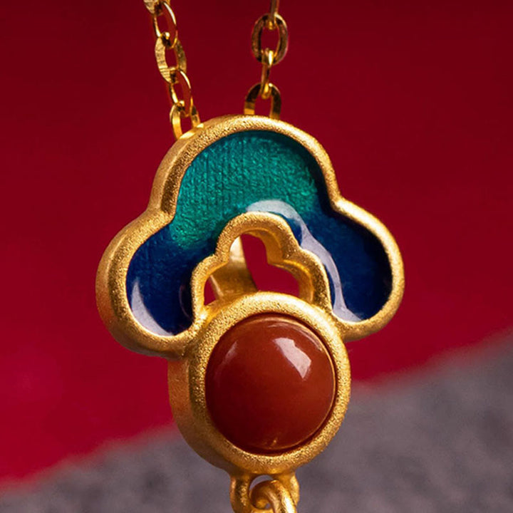 Juego de anillos y pendientes con colgante de ágata roja y cinabrio chapado en plata de ley 925 con Buddha Stones