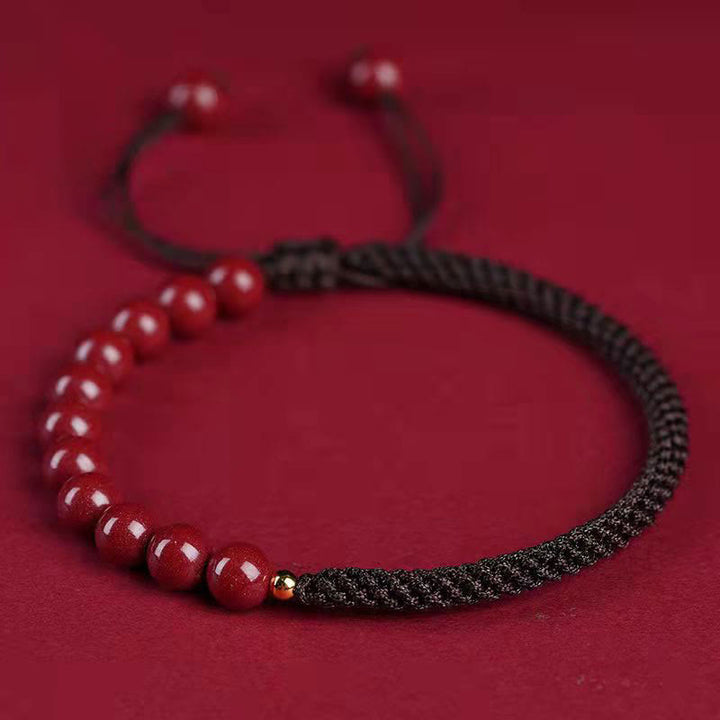 Pulsera de hilo de bendición con nudo King Kong de cinabrio natural con Buddha Stones