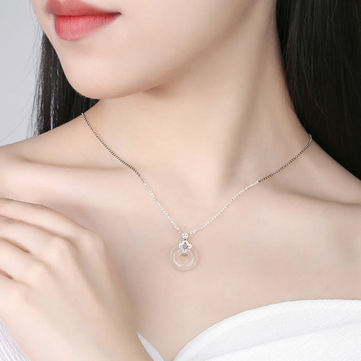 Colgante positivo del collar de la hebilla de la paz de la moneda de la calcedonia de la plata esterlina 925