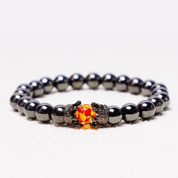 Buddha Stones Piedra Natural Rey y Reina Corona Curativa Cuentas de Energía Pulsera de Pareja