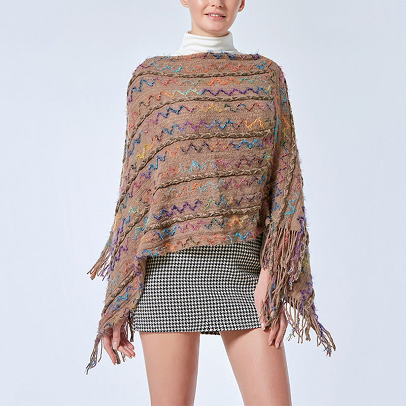 Buddha Stones tibetano colorido chal a rayas borlas jersey invierno acogedor viaje bufanda abrigo