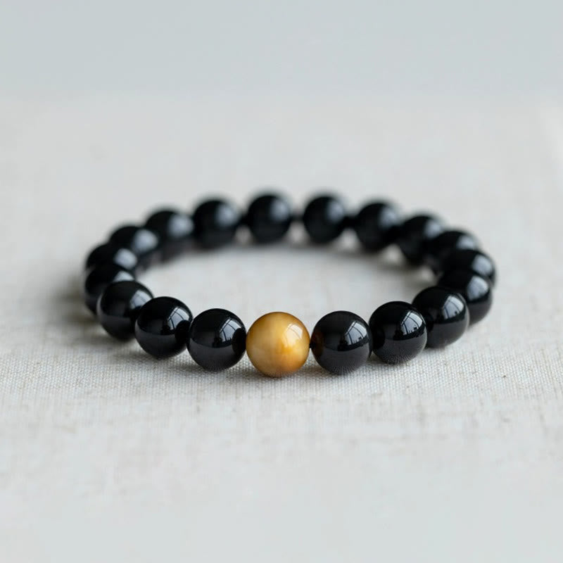 Pulsera de amor positivo con ojo de tigre y obsidiana arcoíris natural con Buddha Stones