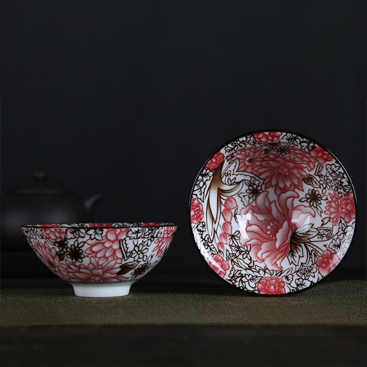 Taza de té de Buddha Stones, flores, carácter Fu, montañas, loto, flores de cerezo, taza de té de Kung Fu