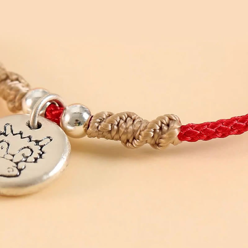 Pulsera trenzada de la suerte del zodíaco chino, hecha a mano, de plata de ley 999 con Buddha Stones, año del dragón