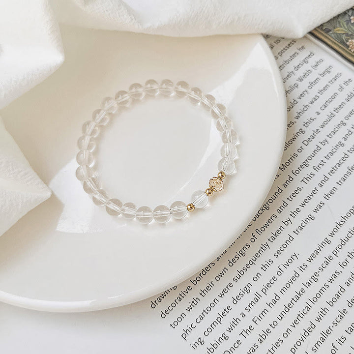 Pulsera curativa de cristal azul, aguamarina, cobre, chapado en oro de 14 quilates, Buddha Stones , ágata blanca, cristal blanco
