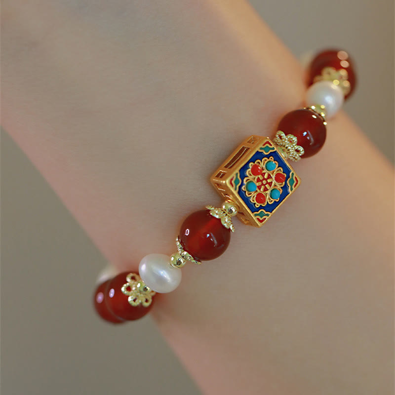 Pulsera Autoaceptación Confianza Perla Ágata Roja Buddha Stones
