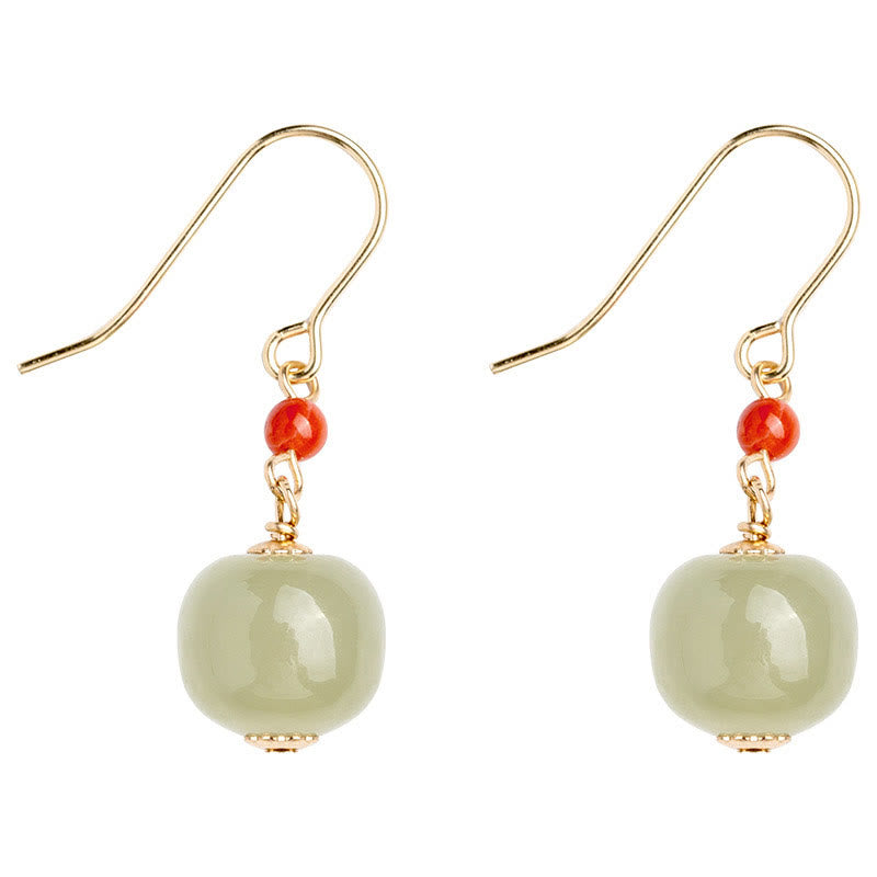 Pendientes colgantes de jade hetiano y ágata roja con Buddha Stones , chapados en plata de ley 925 y oro de 14 quilates. - image 13