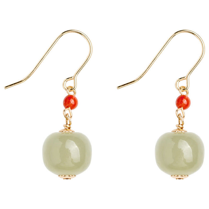 Pendientes colgantes de jade hetiano y ágata roja con Buddha Stones , chapados en plata de ley 925 y oro de 14 quilates. - image 13