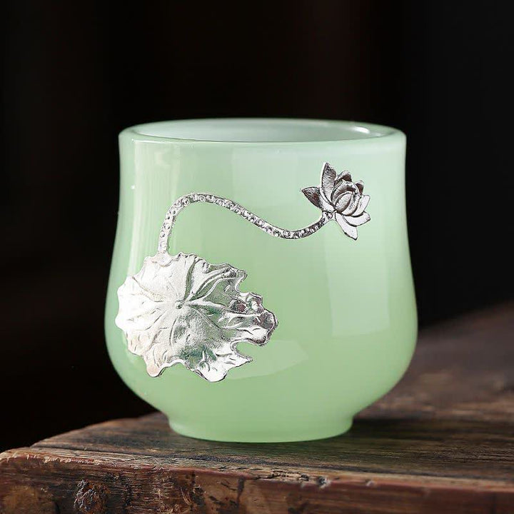 Tazas de té de cerámica con diseño de flor de Fénix, dragón de loto y Buddha Stones