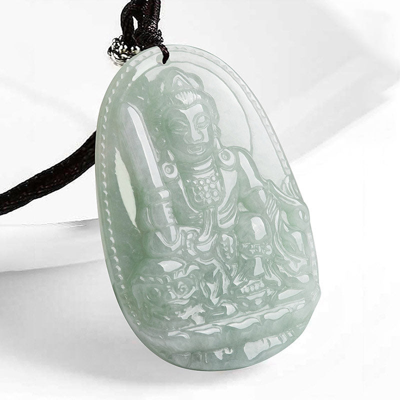 Buddha Stones Zodíaco Chino Buda Natal Jade Riqueza Prosperidad Collar Colgante - Conejo - image 5