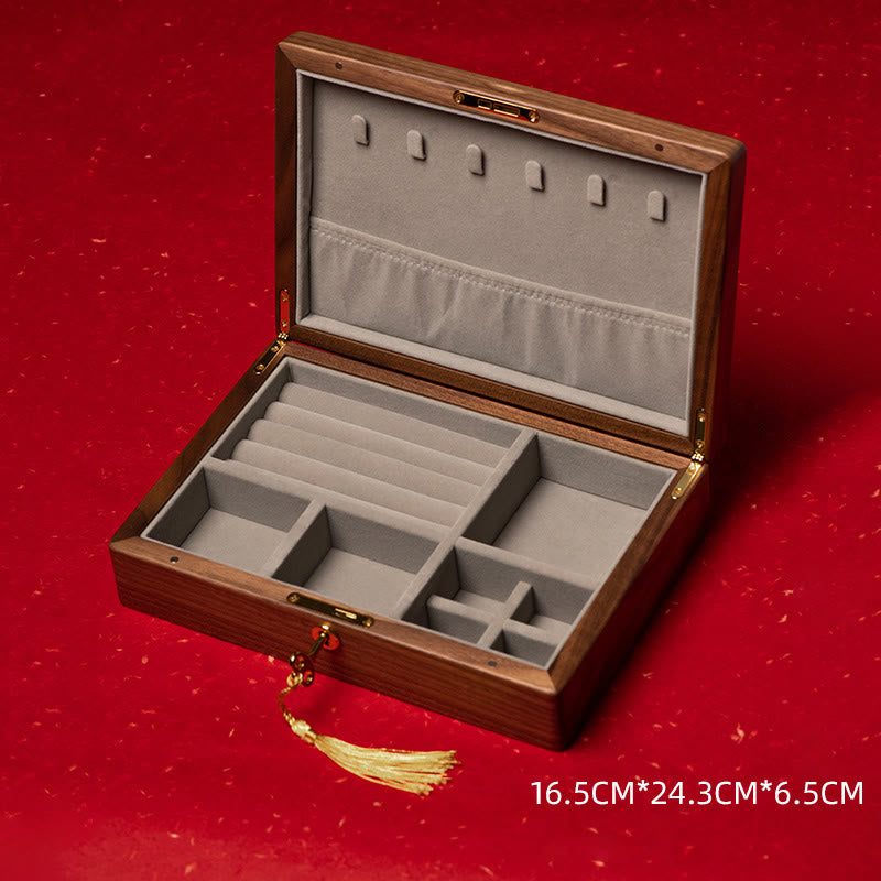 Caja de regalo de madera hecha a mano vintage de madera de nogal negro para guardar joyas