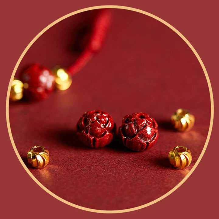 Pulsera trenzada de bendición con hebilla de paz y cinabrio de loto hecha a mano con Buddha Stones