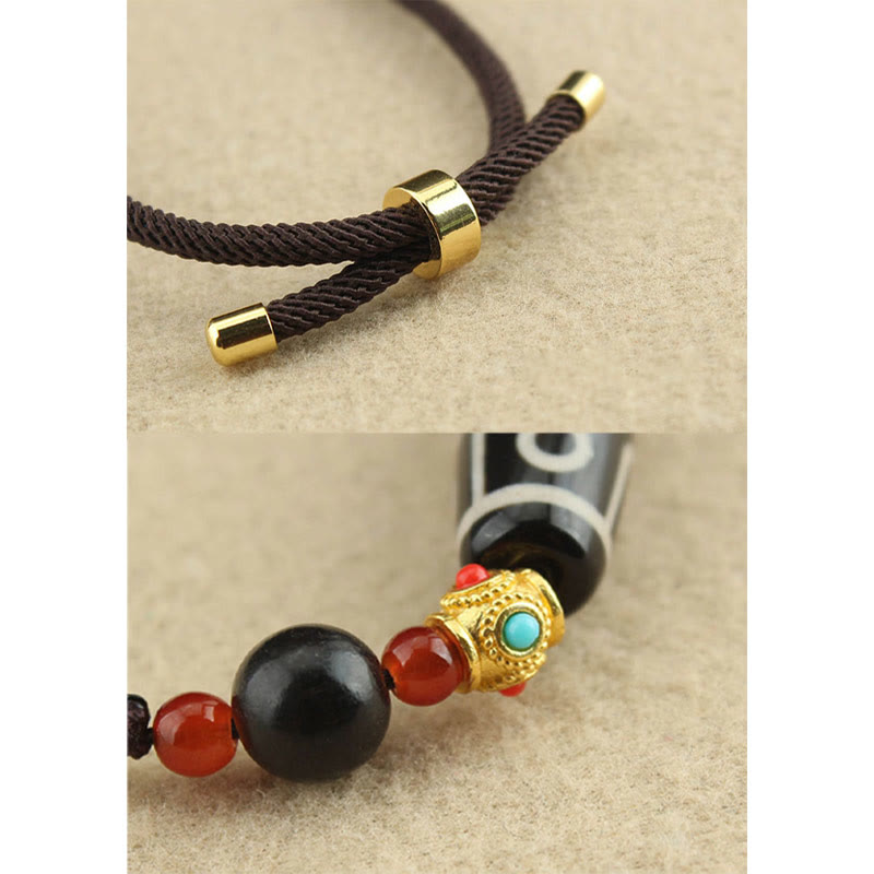 Colgante de collar de cadena con Buddha Stones tibetanas de nueve ojos Dzi, protección de cuentas, bendiciones