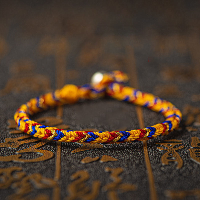 Buddha Stones "Que seas buena fortuna y éxito" Pulsera Suerte Multicolor - Naranja Rojo Azul - 19 cm - image 0