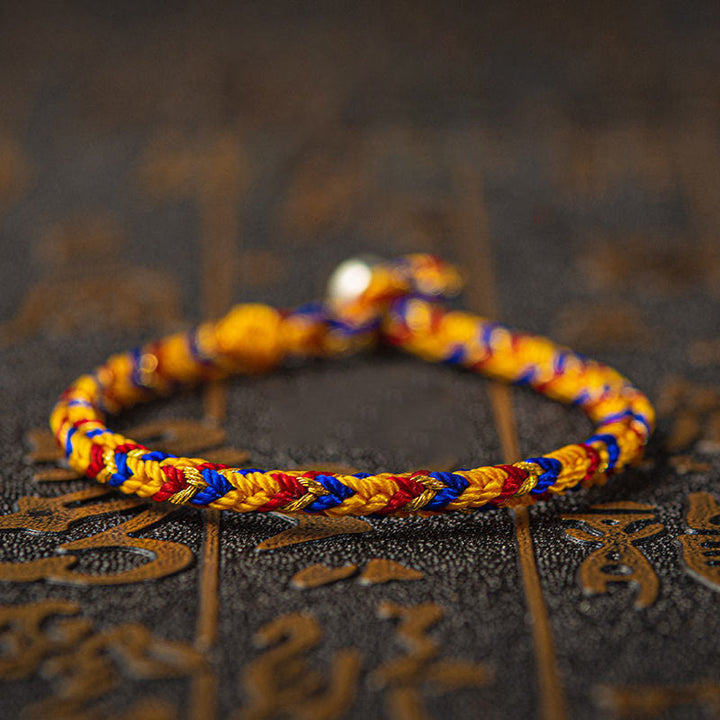Buddha Stones "Que seas buena fortuna y éxito" Pulsera Suerte Multicolor - Naranja Rojo Azul - 19 cm - image 0