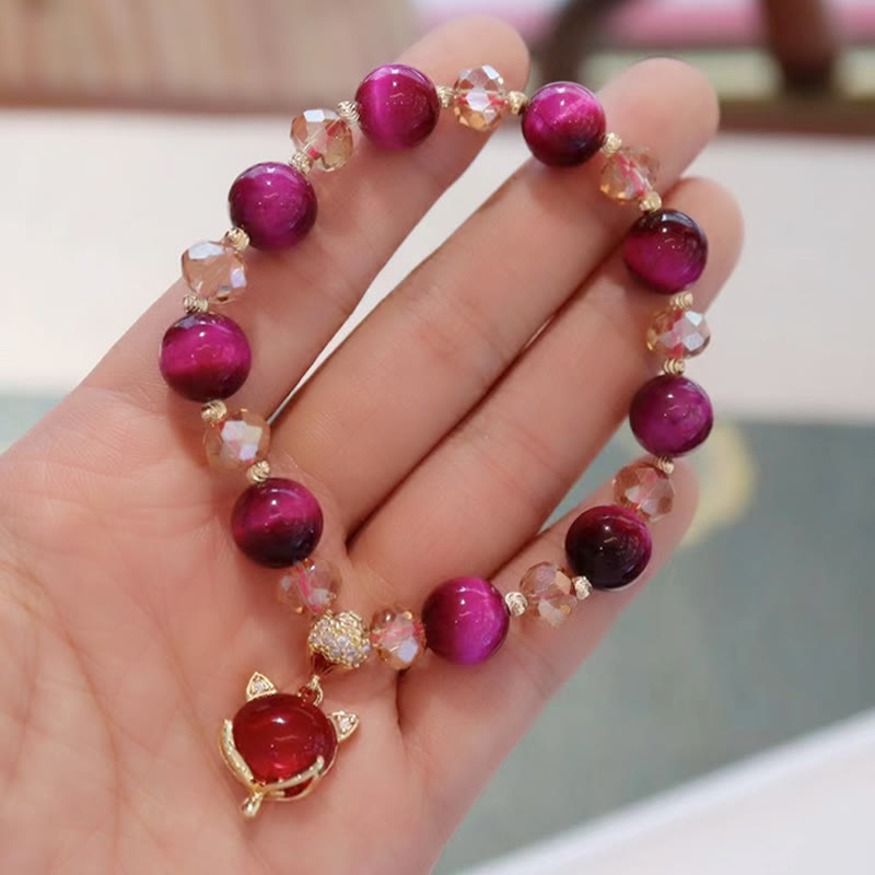 Pulsera de confianza en uno mismo con protección de zorro PiXiu y ojo de tigre rojo de Buddha Stones - image 6