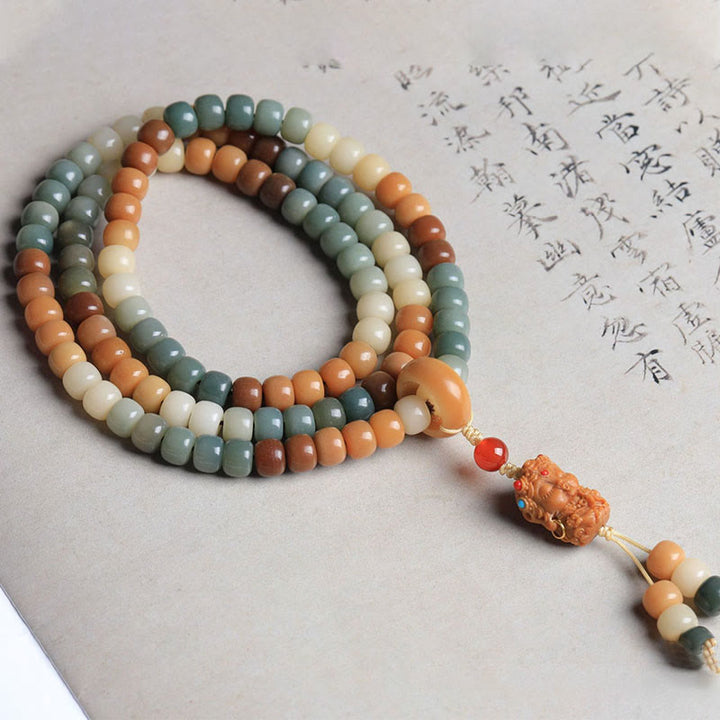 Buddha Stones 108 cuentas Mala gradiente semilla Bodhi Tara verde Buda grabado paz armonía pulsera