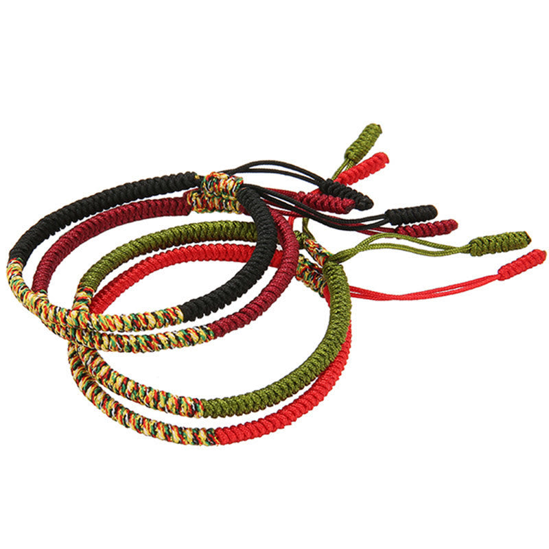 Pulsera trenzada de fuerza de la suerte con nudo King Kong multicolor hecha a mano tibetana con Buddha Stones