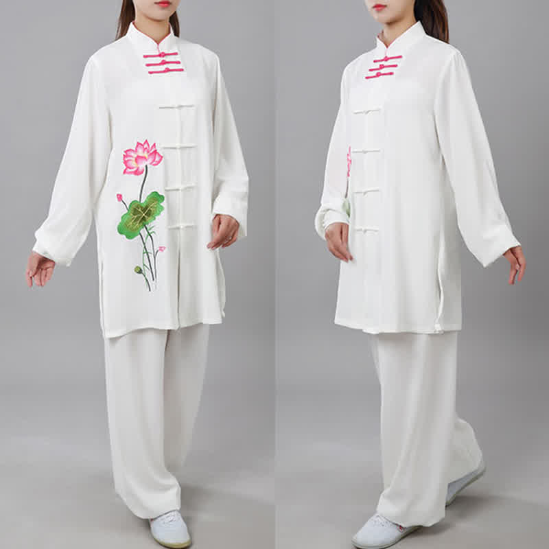 Conjunto de ropa para mujer con diseño de hojas y flores de loto y piedras de Buddha Stones para meditación, tai chi, oración y práctica espiritual zen - image 17