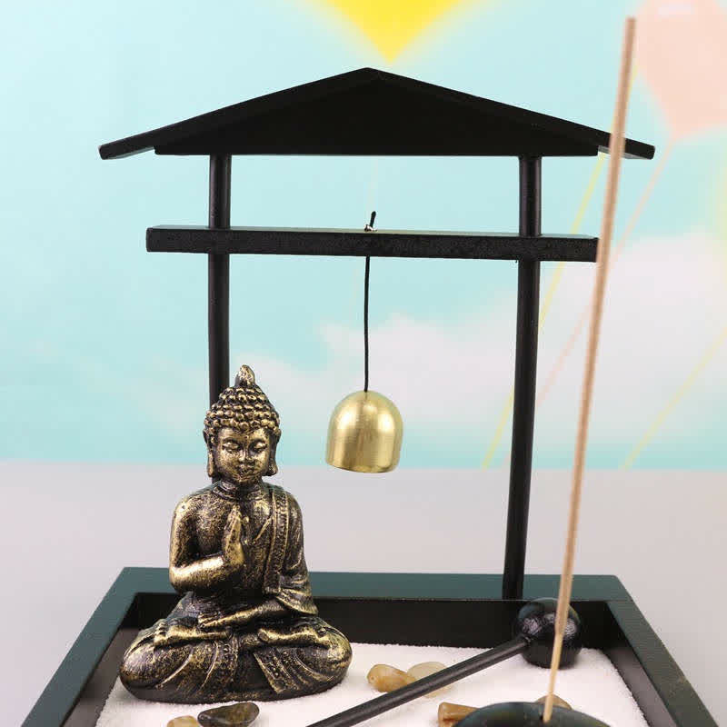 Estatua de Buda rocas meditación paz Zen jardín conjunto decoración del hogar