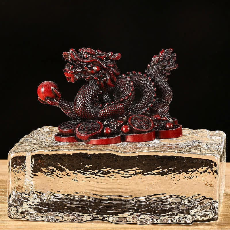 Buddha Stones Feng Shui Dragón Moneda de Cobre Riqueza Éxito Suerte Decoración - Rojo oscuro - 11 cm × 6 cm × 7 cm - image 10