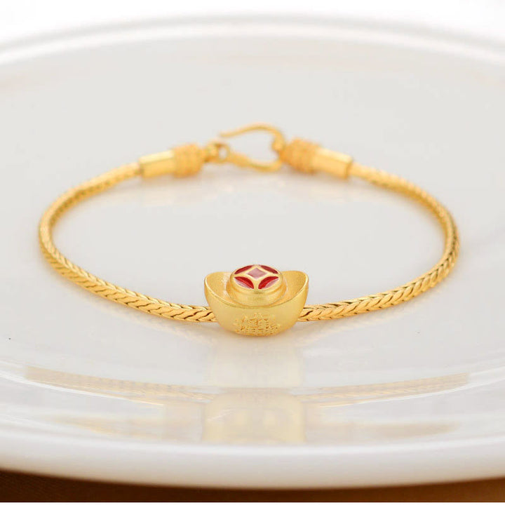 Buddha Stones tibetanas de oro de 18 quilates, Om Mani Padme Hum, pez Koi de la suerte, lingote de personaje Fu, moneda de cobre, pulsera de la paz