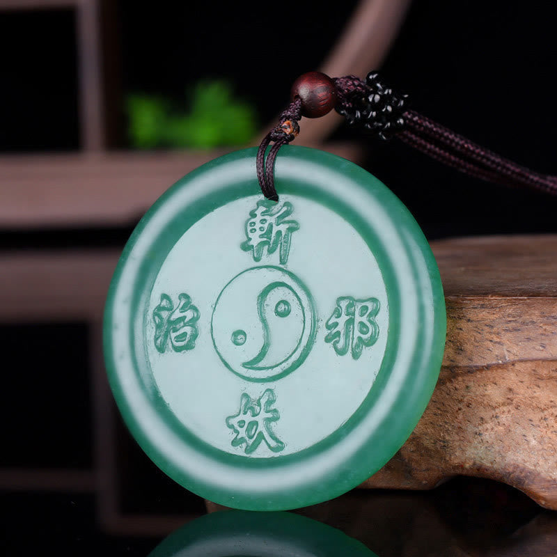 Colgante de collar de equilibrio Yin Yang de aventurina verde con Buddha Stones - Aventurina verde (suerte♥positividad) - image 1
