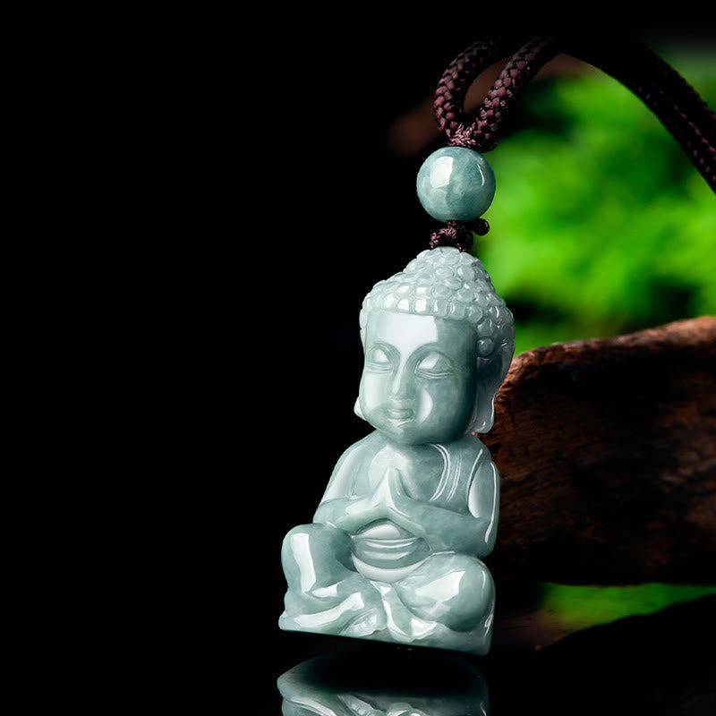 Buddha Stones Natural Jade Meditación Buda Amuleto Serenidad Collar Colgante - image 4