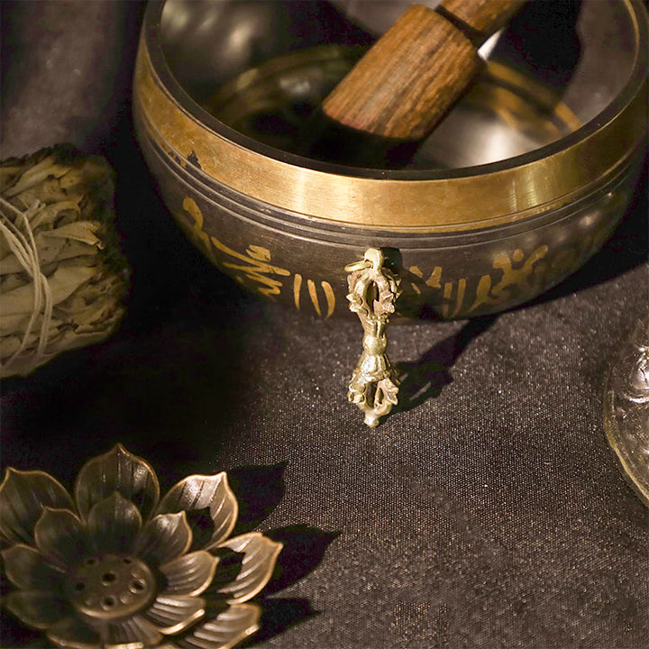 Buddha Stones hechas a mano en Nepal, doble Dorje, cobre, iluminación, fuerza Vajra