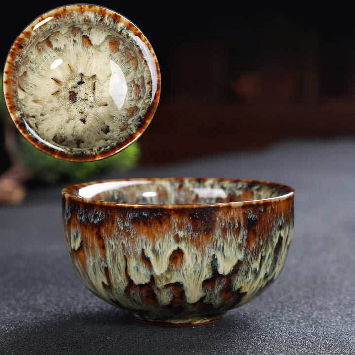 Tazas de té de cerámica coloridas con Buddha Stones para el hogar y la oficina