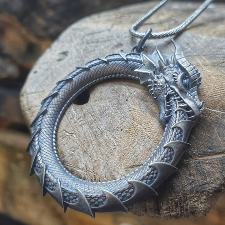 Colgante de collar de protección de serpiente de dragón de estaño puro con Buddha Stones - image 5
