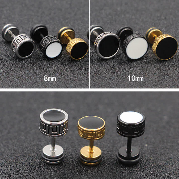 Pendientes redondos de equilibrio de acero titanio para hombre con Buddha Stones - image 13