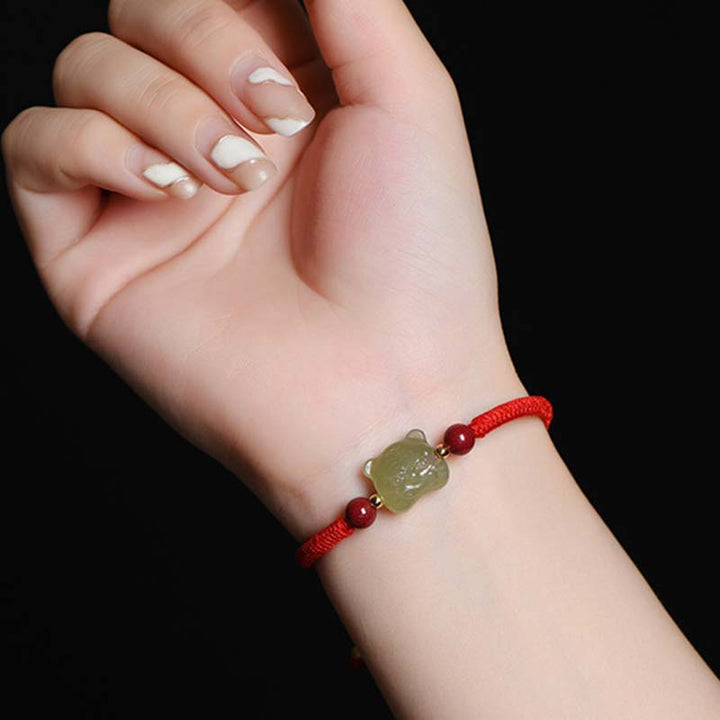 Pulsera de hilo de tigre de la suerte con cinabrio de jade y Buddha Stones