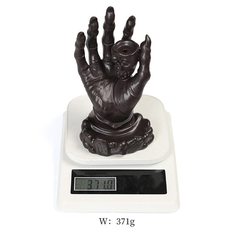 Quemador de incienso curativo de cerámica con cabeza de calavera y mano fantasma de Halloween , Buddha Stones, decoración